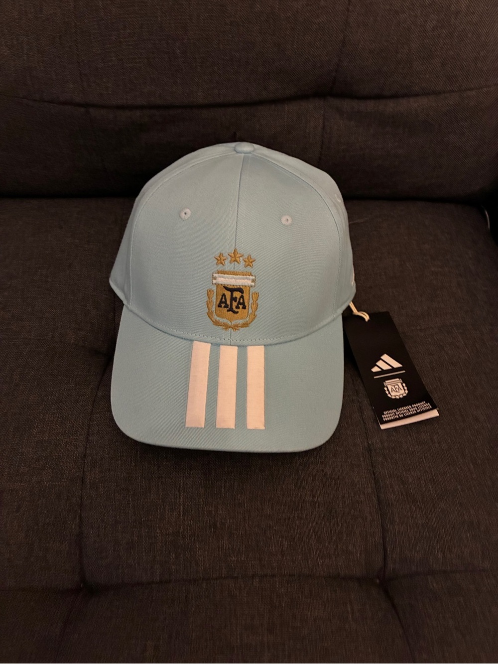 adidas Light Blue AFA Crest Baseball Cap with White Stripes